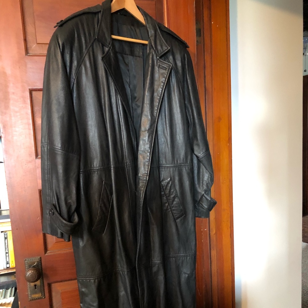 Long, leather trench